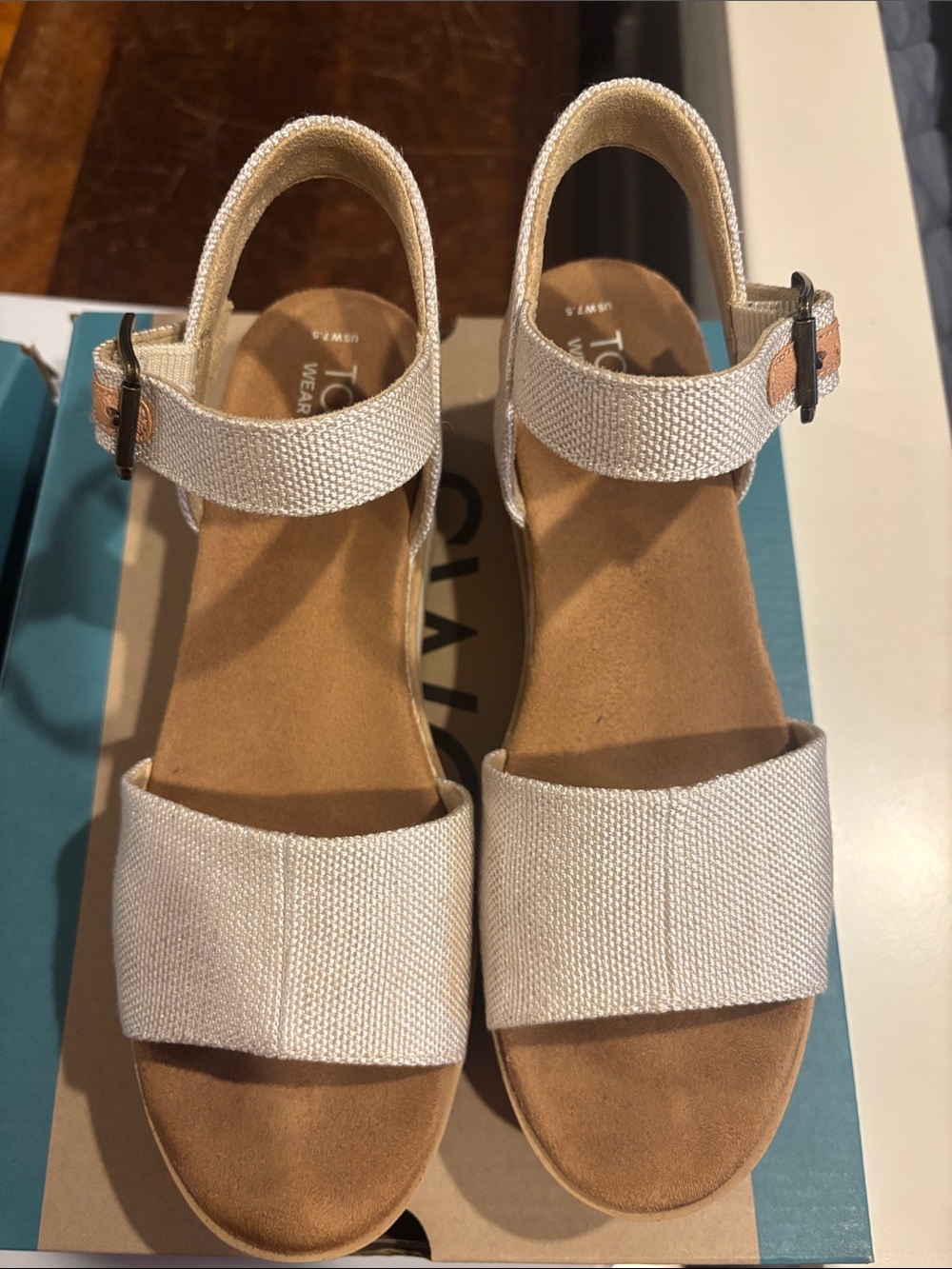 TOMS Beige Platform Ankle-Strap Sandal - Picture 5 of 6